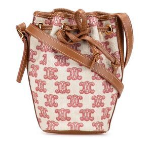 Celine Micro Triomphe Embroidered Canvas Drawstring Bucket Bag